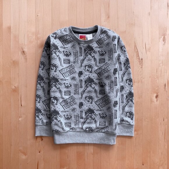 Marvel Black Panther Wakanda Forever All-Over-Print Sweatshirt Boys Small - Picture 1 of 4